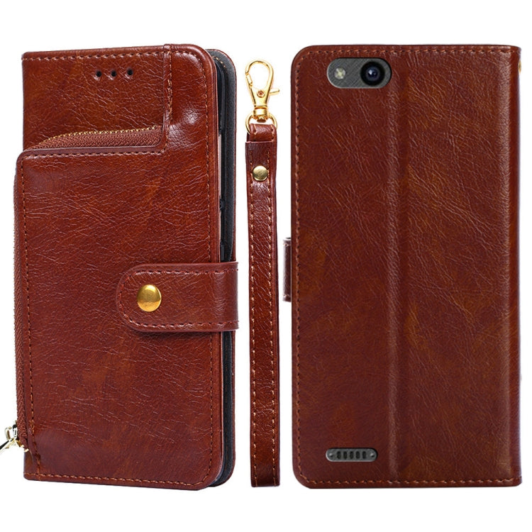 For ZTE Tempo X Zipper Bag Leather Phone Case