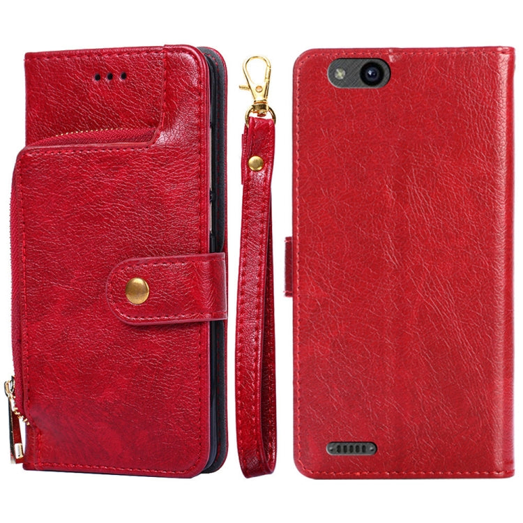 For ZTE Tempo X Zipper Bag Leather Phone Case