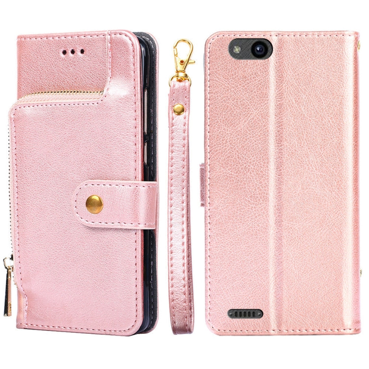 For ZTE Tempo X Zipper Bag Leather Phone Case