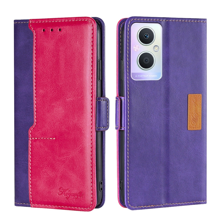 For OPPO A96 5G Contrast Color Side Buckle Leather Phone Case