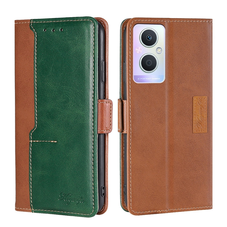 For OPPO A96 5G Contrast Color Side Buckle Leather Phone Case