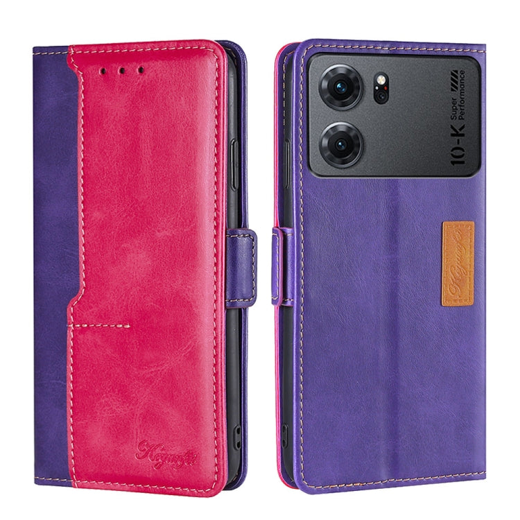 For OPPO K10 5G Contrast Color Side Buckle Leather Phone Case