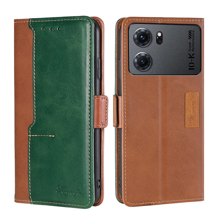 For OPPO K10 5G Contrast Color Side Buckle Leather Phone Case
