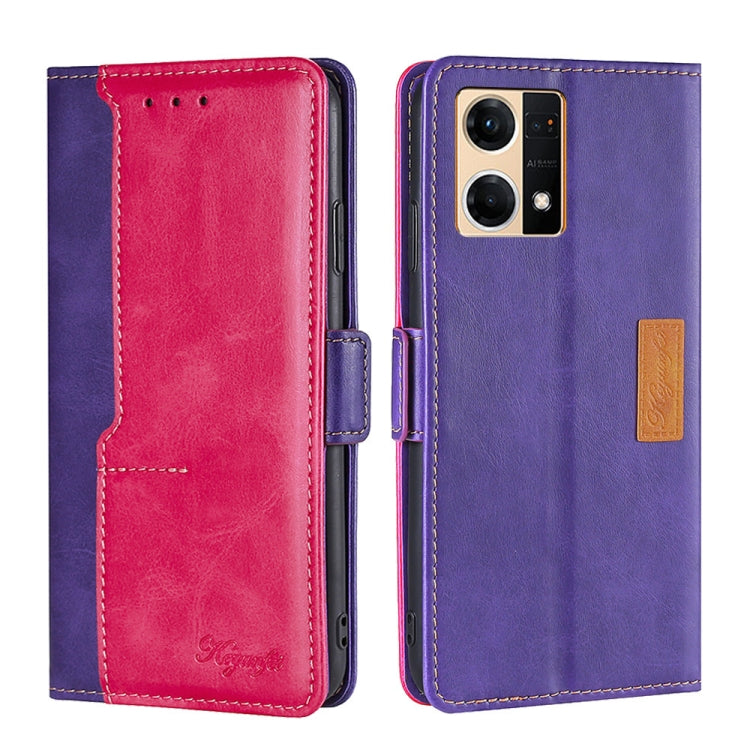 For OPPO Reno7 4G/F21 Pro 4G Contrast Color Side Buckle Leather Phone Case