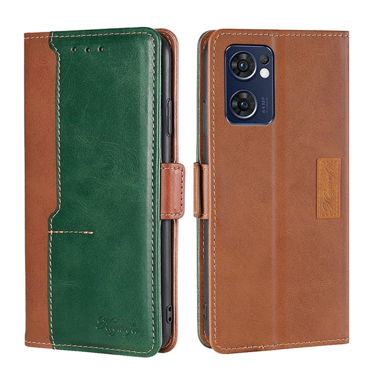 For OPPO Reno7 5G Global/Find X5 Lite Contrast Color Side Buckle Leather Phone Case