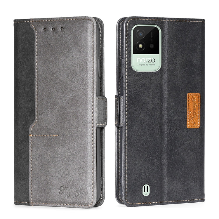 For OPPO Realme Narzo 50i Contrast Color Side Buckle Leather Phone Case