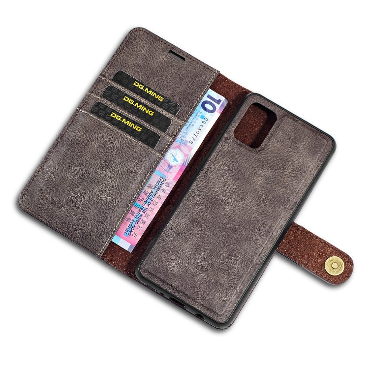For Galaxy A51 DG.MING Crazy Horse Texture Flip Detachable Magnetic Leather Case with Holder & Card Slots & Wallet