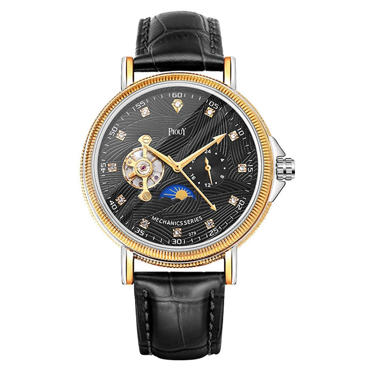 YAZOLE 379 Leather Band Large Dial Tourbillon Mechanical Watch