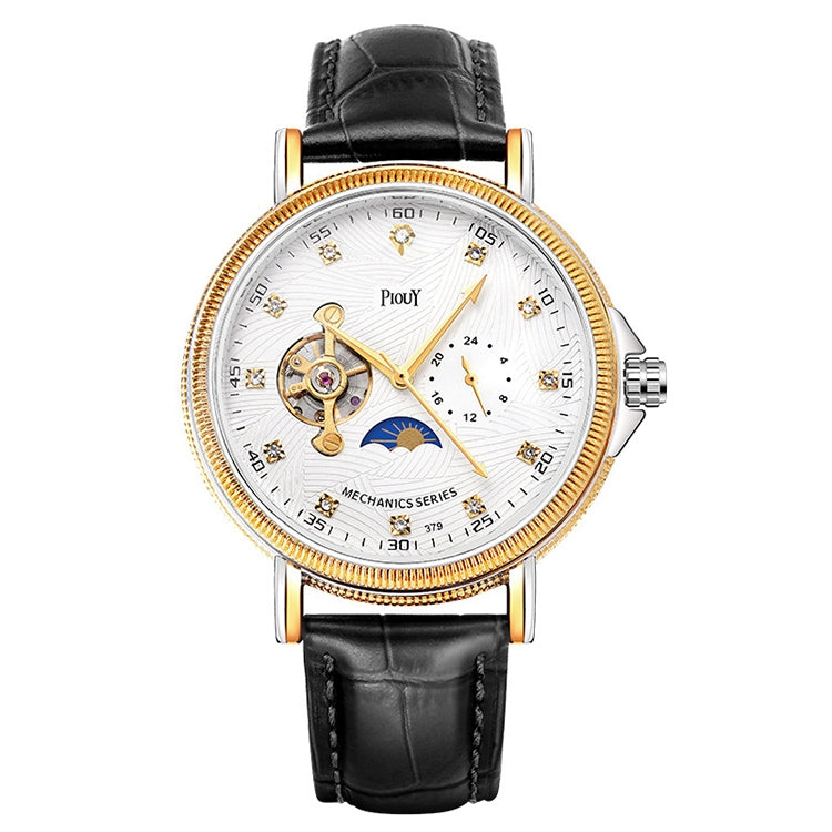 YAZOLE 379 Leather Band Large Dial Tourbillon Mechanical Watch