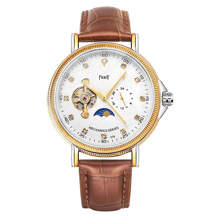 YAZOLE 379 Leather Band Large Dial Tourbillon Mechanical Watch