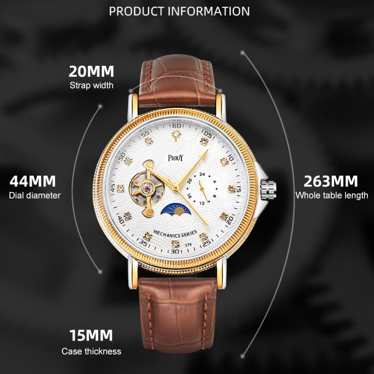 YAZOLE 379 Leather Band Large Dial Tourbillon Mechanical Watch
