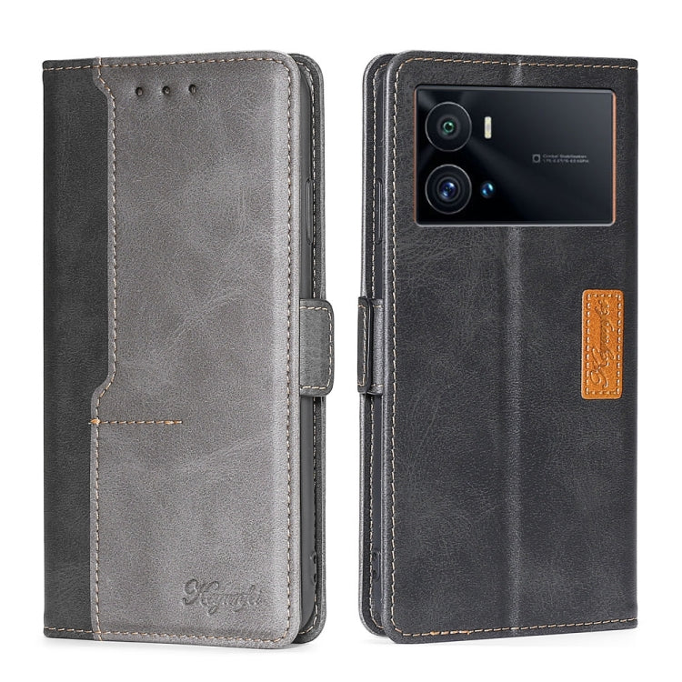 For vivo iQOO 9 Pro 5G Contrast Color Side Buckle Leather Phone Case