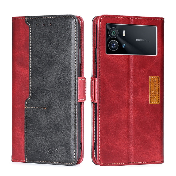 For vivo iQOO 9 5G Contrast Color Side Buckle Leather Phone Case