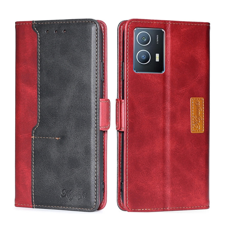 For vivo iQOO U5 5G Contrast Color Side Buckle Leather Phone Case
