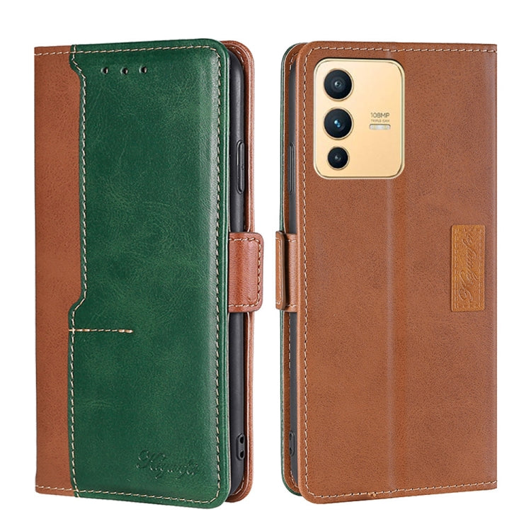 For vivo S12 5G/V23 Contrast Color Side Buckle Leather Phone Case