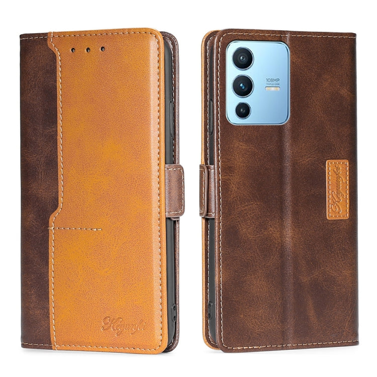 For vivo S12 Pro 5G/V23 Pro Contrast Color Side Buckle Leather Phone Case