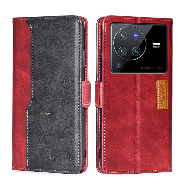 For vivo X80 Pro Contrast Color Side Buckle Leather Phone Case