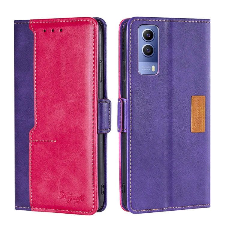 For vivo Y53S 5G/iQOO Z5X/T1X Contrast Color Side Buckle Leather Phone Case