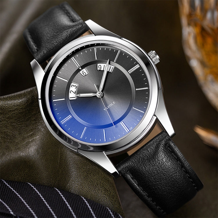 YAZOLE 513 Leather Band Calendar Waterproof Quartz Watch