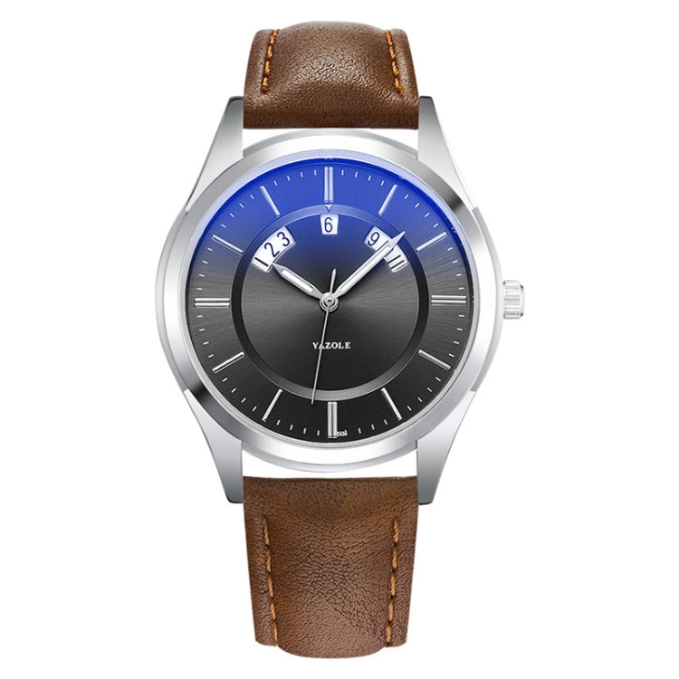YAZOLE 513 Leather Band Calendar Waterproof Quartz Watch