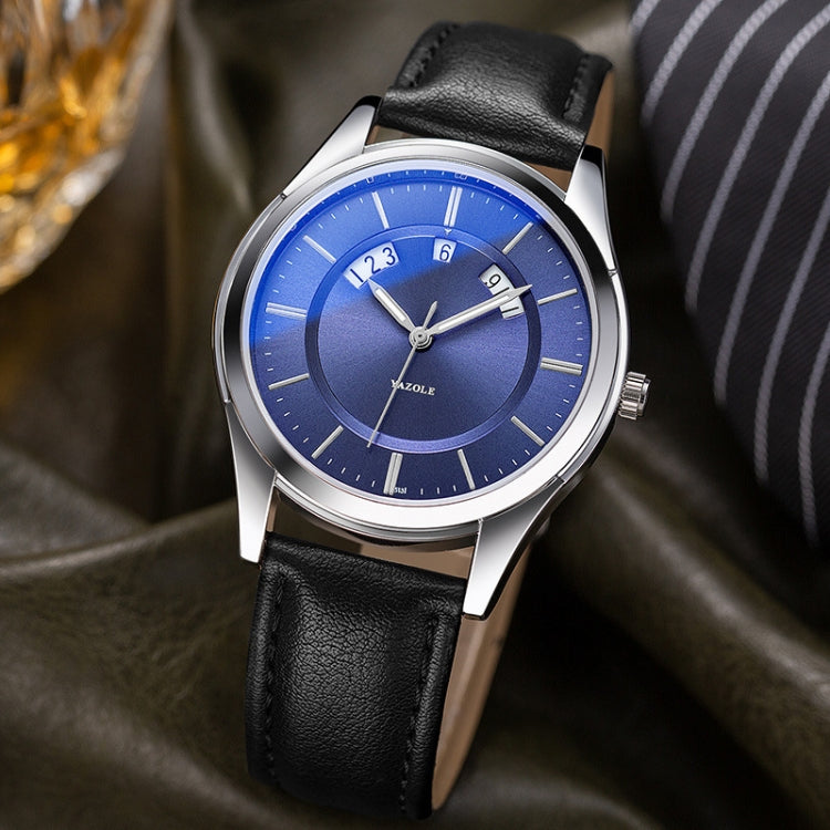 YAZOLE 513 Leather Band Calendar Waterproof Quartz Watch