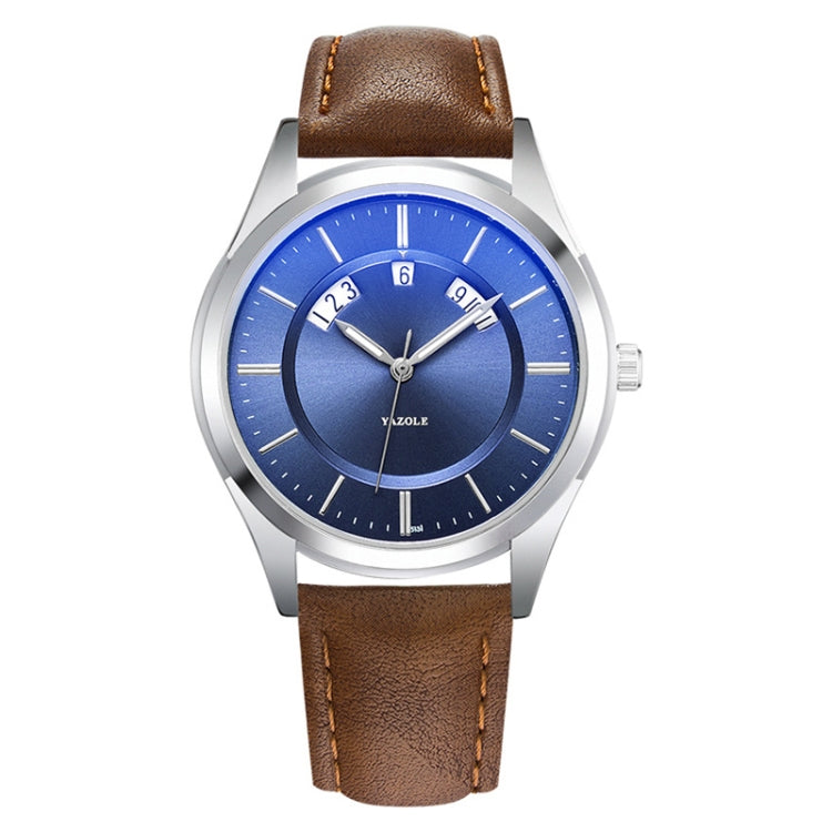 YAZOLE 513 Leather Band Calendar Waterproof Quartz Watch