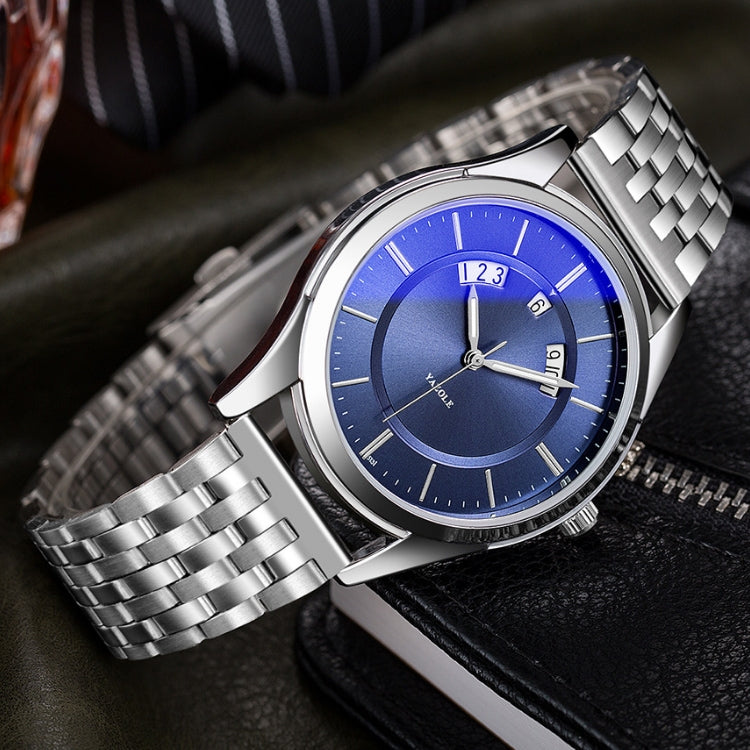 YAZOLE 513 Steel Band Calendar Waterproof Quartz Watch