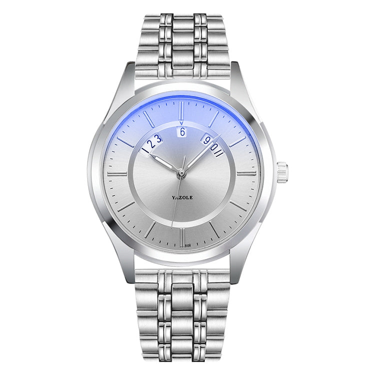 YAZOLE 513 Steel Band Calendar Waterproof Quartz Watch