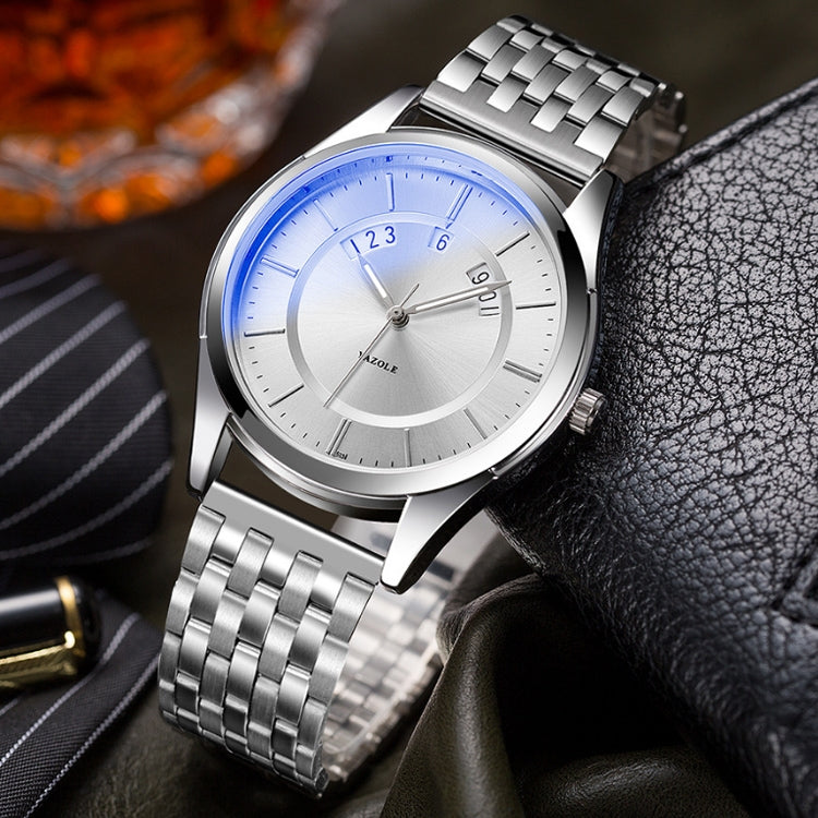 YAZOLE 513 Steel Band Calendar Waterproof Quartz Watch