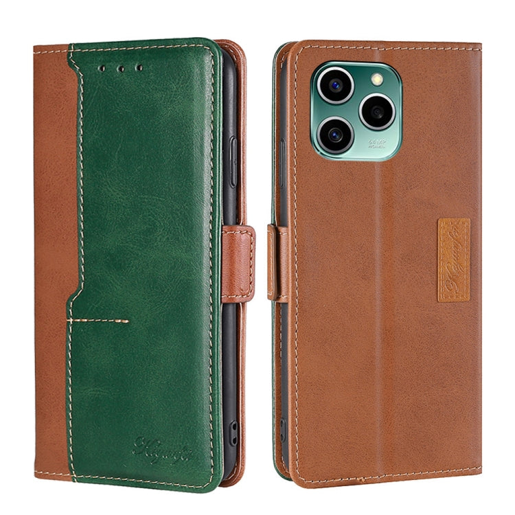 For Honor 60 SE Contrast Color Side Buckle Leather Phone Case
