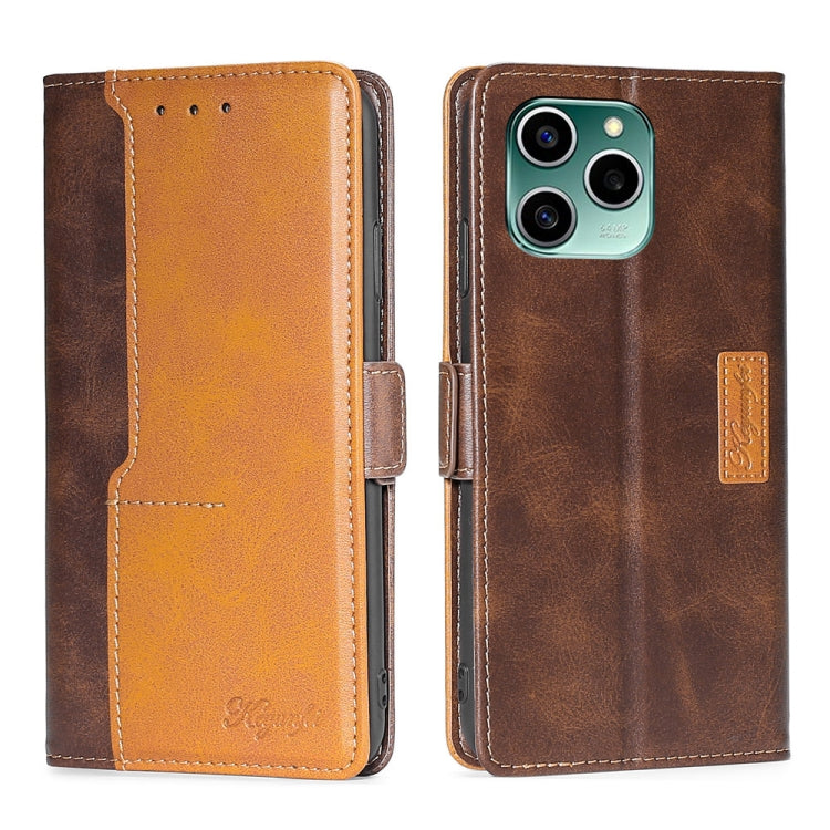For Honor 60 SE Contrast Color Side Buckle Leather Phone Case