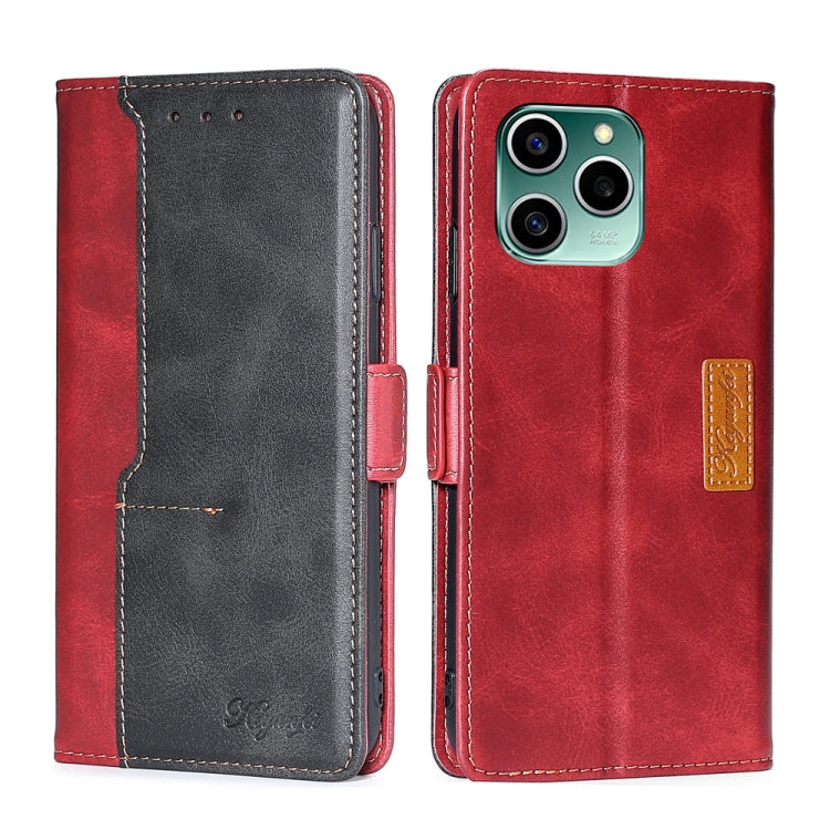 For Honor 60 SE Contrast Color Side Buckle Leather Phone Case