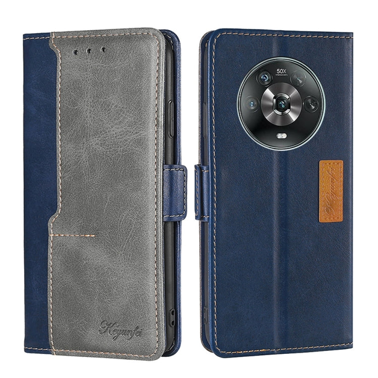For Honor Magic4 Contrast Color Side Buckle Leather Phone Case