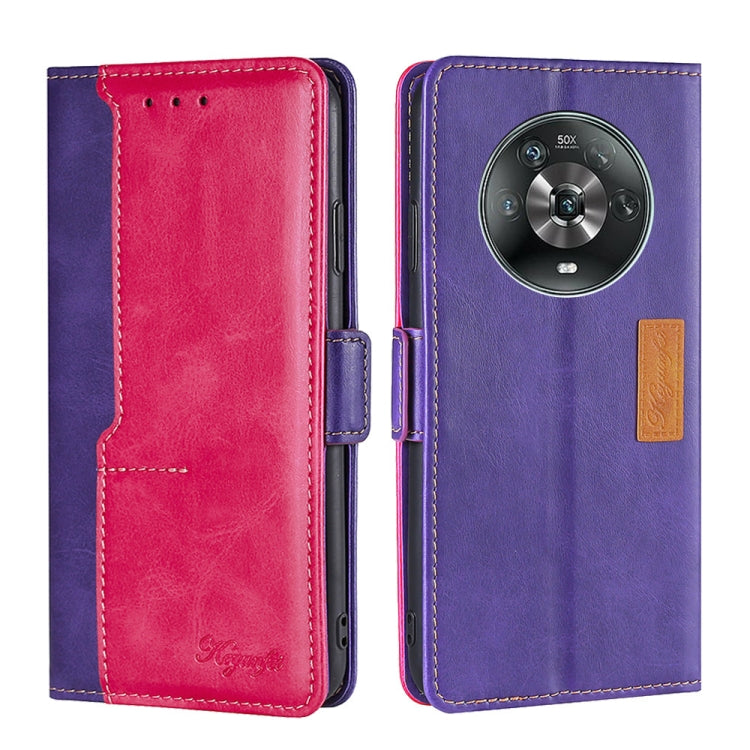 For Honor Magic4 Contrast Color Side Buckle Leather Phone Case