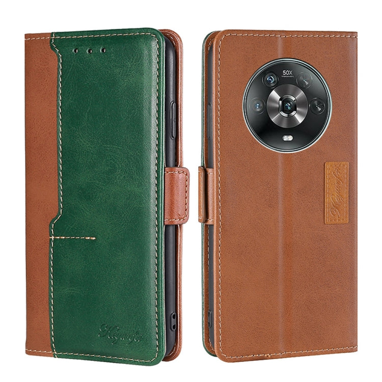 For Honor Magic4 Contrast Color Side Buckle Leather Phone Case