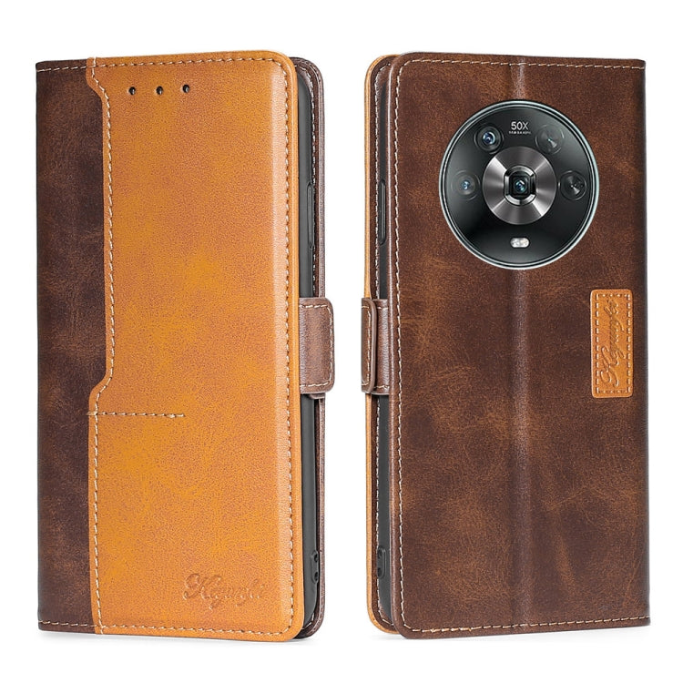 For Honor Magic4 Contrast Color Side Buckle Leather Phone Case