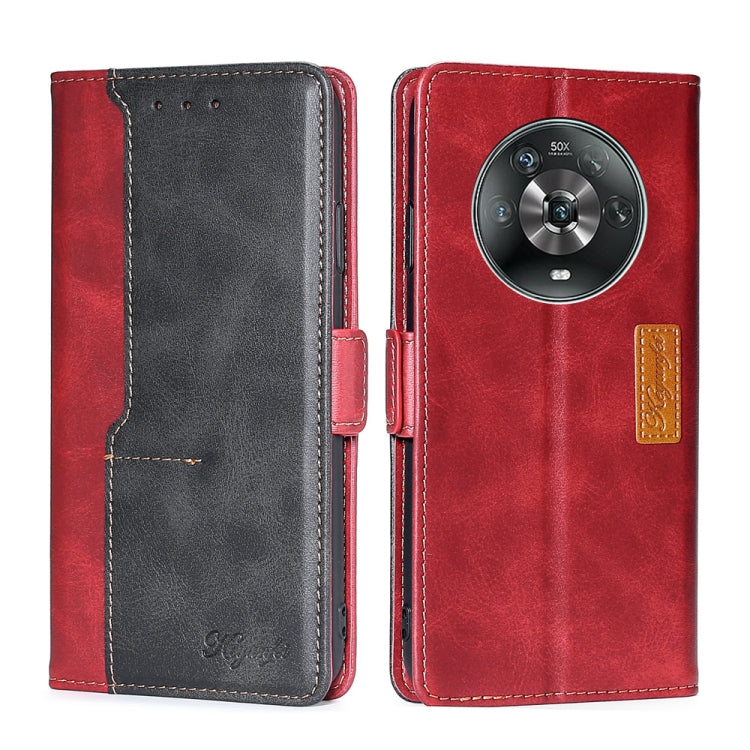 For Honor Magic4 Contrast Color Side Buckle Leather Phone Case