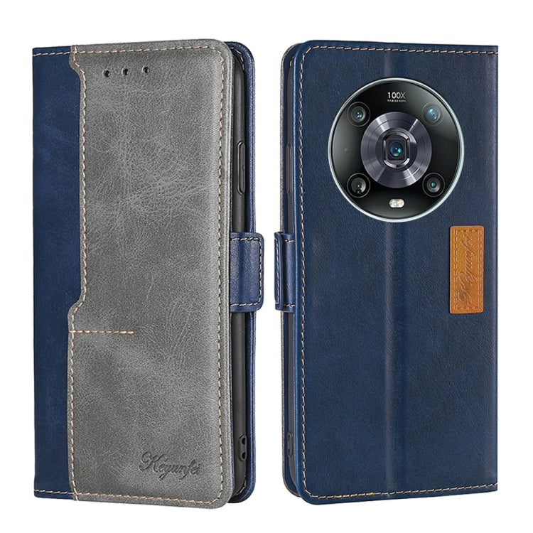 For Honor Magic4 Pro Contrast Color Side Buckle Leather Phone Case