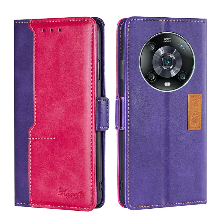 For Honor Magic4 Pro Contrast Color Side Buckle Leather Phone Case