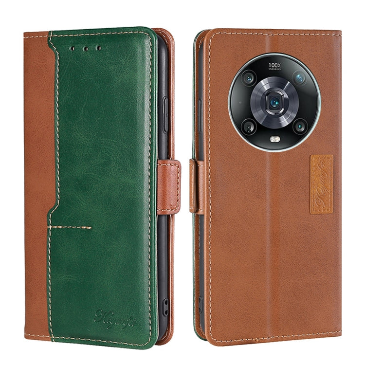 For Honor Magic4 Pro Contrast Color Side Buckle Leather Phone Case