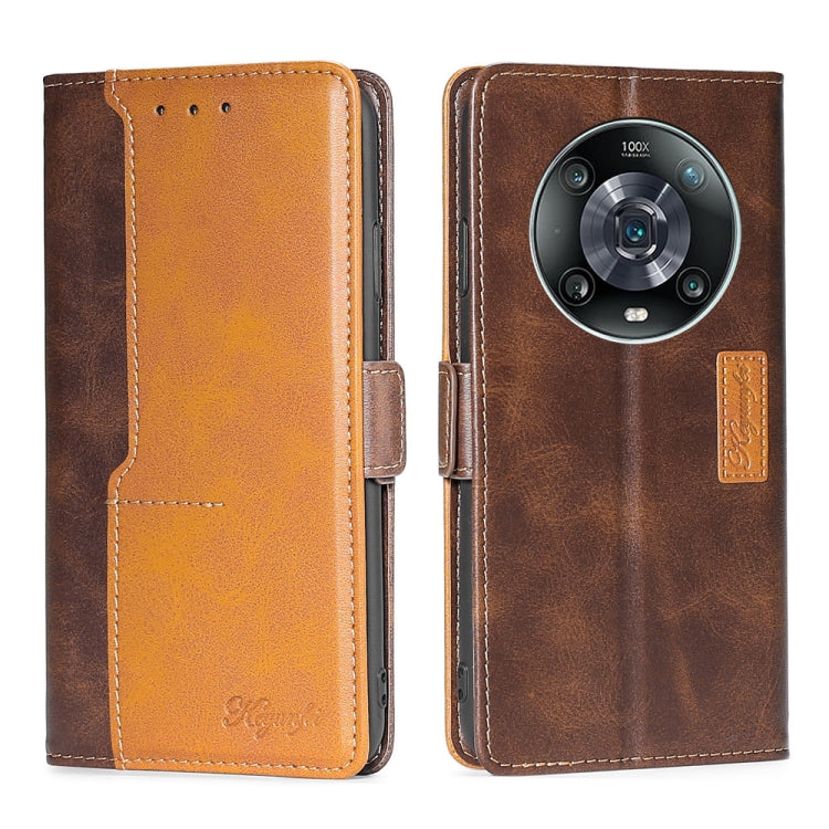 For Honor Magic4 Pro Contrast Color Side Buckle Leather Phone Case