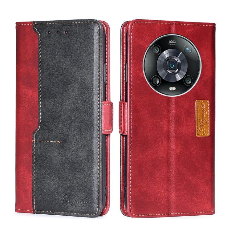 For Honor Magic4 Pro Contrast Color Side Buckle Leather Phone Case