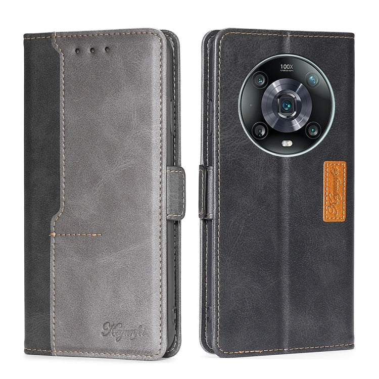 For Honor Magic4 Pro Contrast Color Side Buckle Leather Phone Case