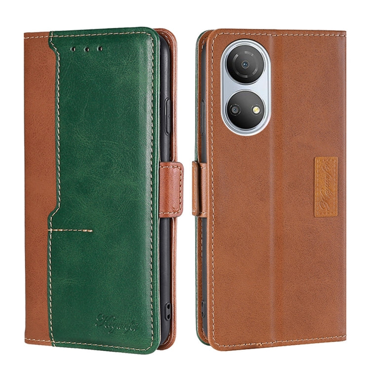 For Honor Play 30 Plus Contrast Color Side Buckle Leather Phone Case