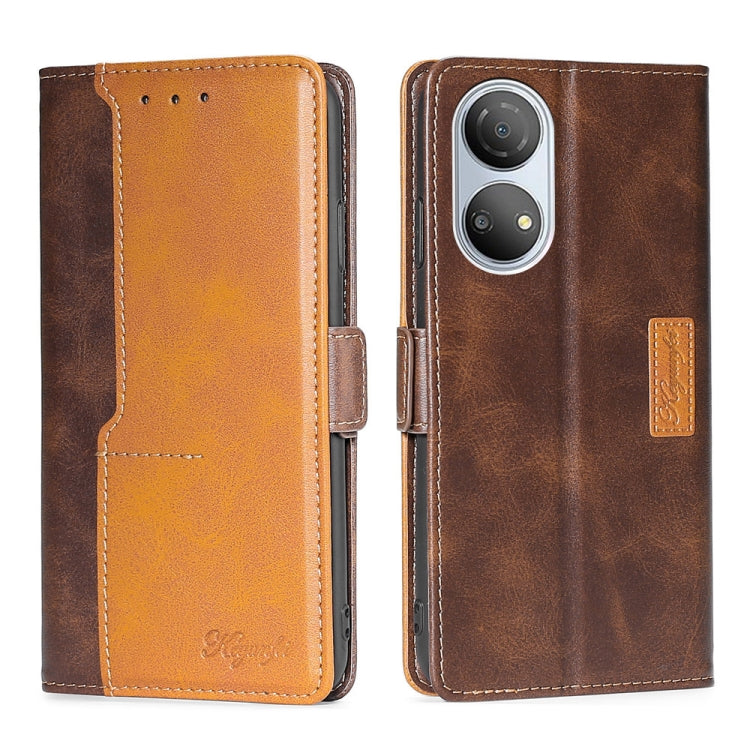 For Honor Play 30 Plus Contrast Color Side Buckle Leather Phone Case