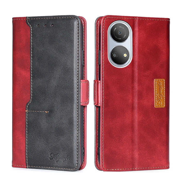For Honor Play 30 Plus Contrast Color Side Buckle Leather Phone Case