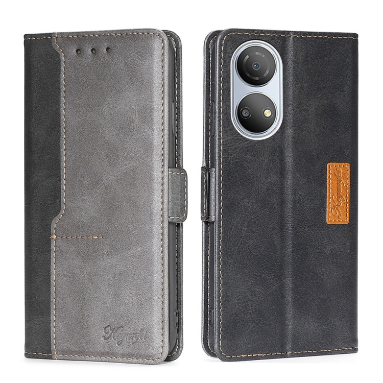 For Honor Play 30 Plus Contrast Color Side Buckle Leather Phone Case
