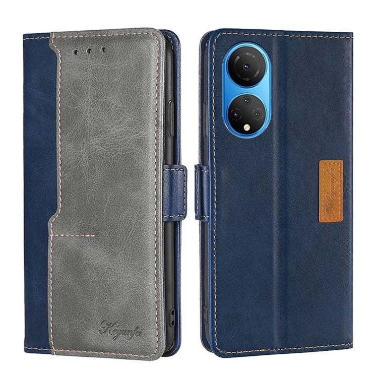 For Honor X7 4G Contrast Color Side Buckle Leather Phone Case