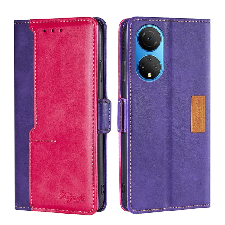 For Honor X7 4G Contrast Color Side Buckle Leather Phone Case