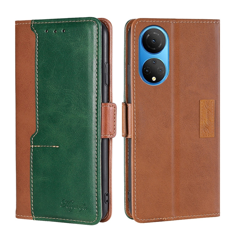 For Honor X7 4G Contrast Color Side Buckle Leather Phone Case